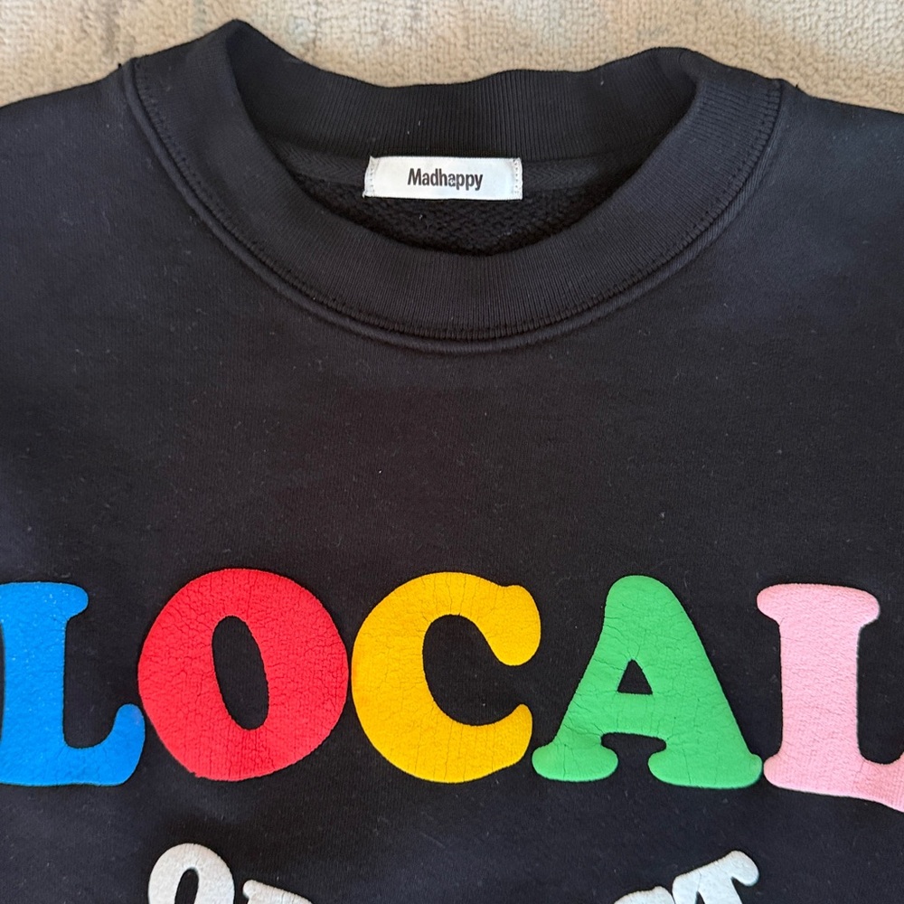 Madhappy Local Optimist Black crewneck Sweatshirt - Picture 4 of 5